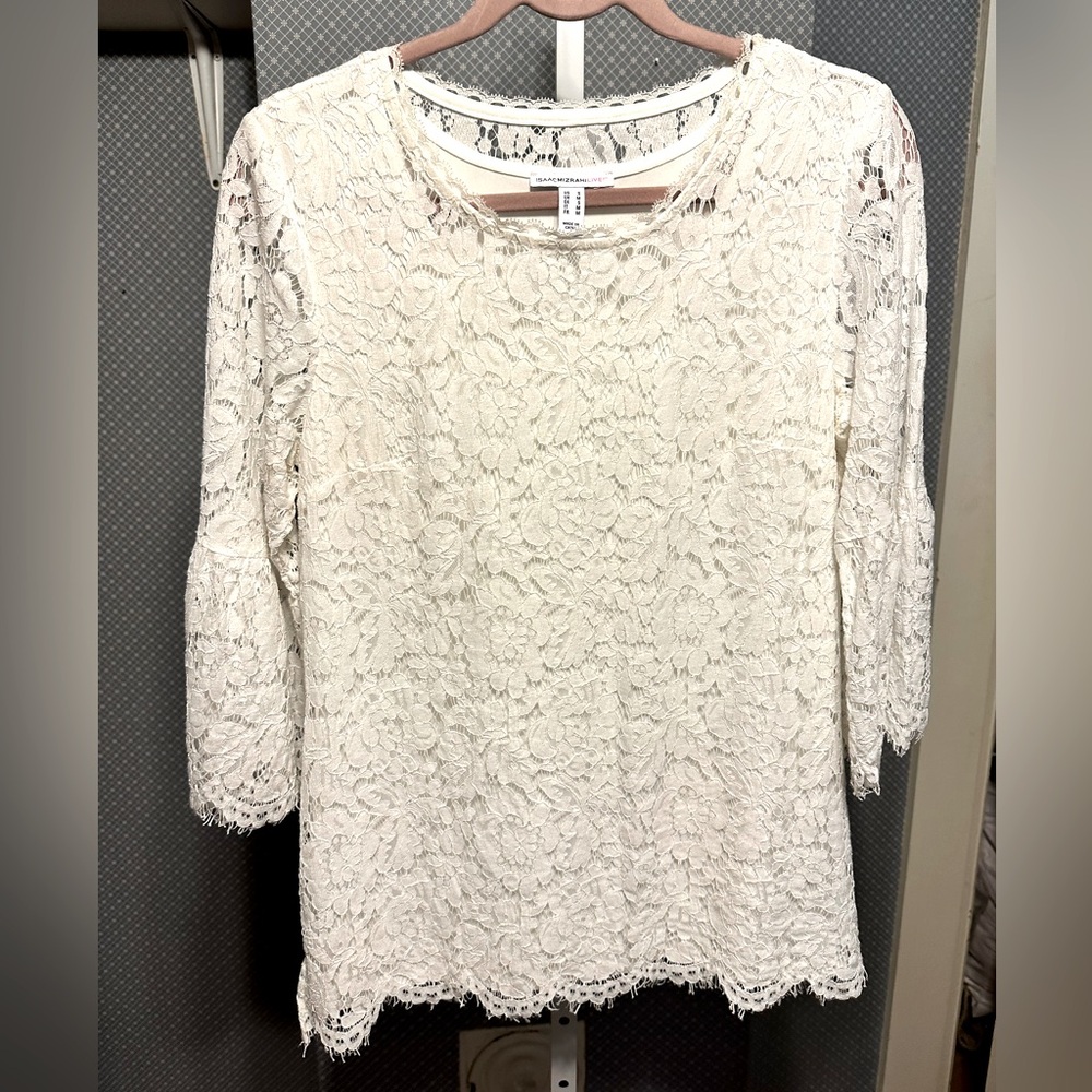 Isaac Mizrahi Live Ivory Lace Top